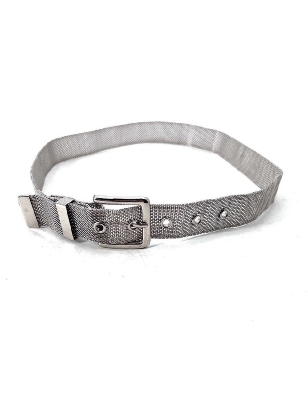 Vintage Silver Metal Mesh Belt 1" Wide Womens Size Small